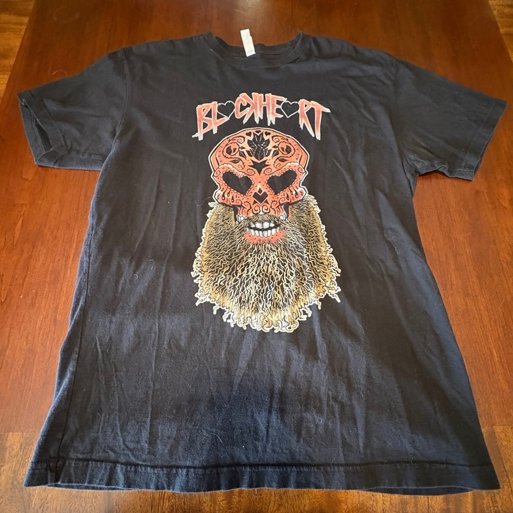 BlackHeart Skull‎ Beard Graphic Tee Black Punk Rock Style Shirt